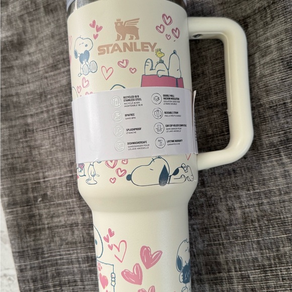Stanley Cream Travel Mug with Pink Hearts - Picture 2 of 4